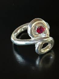 Ruby Infinity Shape Sterling Silver RING Size 4.5. Handmade ...