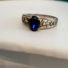 VTG Sterling Silver .925 Signed AN Navy Blue Stone CZ Ring ...
