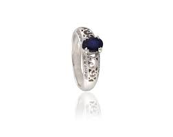 Natural Blue Sapphire & Diamond Ring: Sterling Silver, 18k ...
