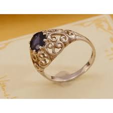 Natural Blue Sapphire Floral Vine Solitaire Solid Silver ...