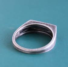 Men's Slim Silver Signet Ring with Black Onyx Stone ...