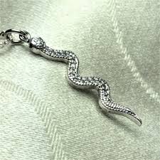 Vintage Small Clear Rhinestone Snake Pendant Necklace Silver ...
