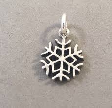 SNOWFLAKE Small Thick .925 Sterling Silver Charm Pendant ...