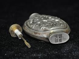 3'' China Ancient Tibetan silver turquoise Belle girl beauty statue snuff bottle | eBay