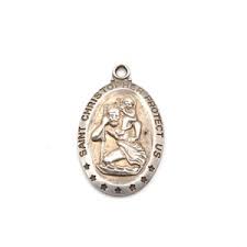 Vintage Sterling Silver St. Christopher Pendant Blue and Green Enamel - Large Circle Saint of Travelling | Christian Religious Jewellery - Etsy