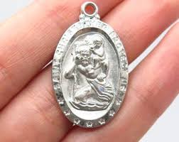 925 Sterling Silver Antique St. Christopher Religious Pendant - Etsy