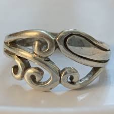 VINTAGE 925 STERLING SILVER MODERNIST SCROLL SWIRL OPENWORK ...