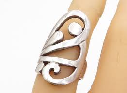 925 Sterling Silver Vintage Shiny Open Swirl Design Band ...