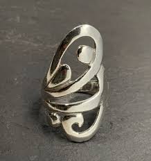 Vintage Sterling Silver Chunky Swirl Statement Ring, UK Size ...