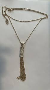 Nicole Miller Tassel Dangle Gold Tone Chain Necklace With ...