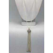 Natural Baby Seed Pearl Necklace With Pearl Tassel | Chairish