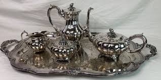 Vintage Tea & Coffee Set W/Tray– Melon Sheffield Design by ...