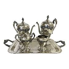 Vintage Five Piece Tea Service With Grapevine Details ...