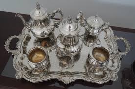 Outstanding 7 Piece Silverplate Tea Set W. Kettle on Stand ...