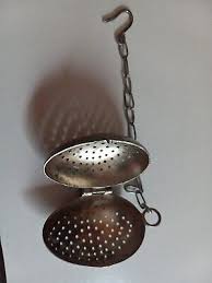 Antique Signed Silver Tea Strainer stamped AEC. Old egg ...
