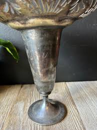 Vintage Silver Plated Pedestal Vase With Ornate Scalloped ...