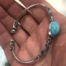 Tibetan Silver Bracelet Bracelet Inlaid with Turquoise Opening Bracelet National | eBay