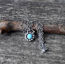 Blue Kingman turquoise sterling silver daisy necklace ...