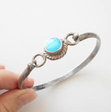Vintage 925 Sterling Silver Handmade Bangle Bracelet, Hinged With/ Turquoise Blue Enamel, Stamped 925 Mexico, 7.5" Blracelet - Etsy