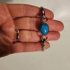 Jewelry | Mexico Stamped And Signed Sterling Silver Turquoise Bracelet | Poshmark