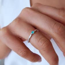 Silver Black/turquoise Enamel Solitaire Heart Ring ...