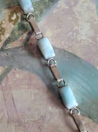 Vintage Sterling Silver and Larimar Dyed Jasper Bracelet Rectangular Stones - Etsy
