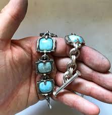 LUGDUN ARTISANS | Shop Men's & Women's Designer Handcrafted Sterling Silver Chain Larimar Bracelets