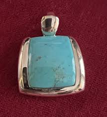 925 Sterling Silver Rectangular Turquoise Pendant 11.88 ...
