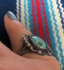 Navajo Natural Blue Gem Turquoise Ring 6.25 Fred Harvey Era ...
