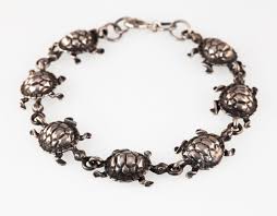 Sterling Silver 3-D Turtle Link Bracelet 7" | eBay