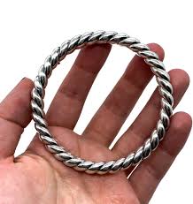 Vintage Sterling Silver Cable Twist Bangle Bracelet - 8 Inch ...