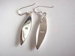 Blue Mother of Pearl 925 Sterling Silver Dangle Earrings Long and Sleek | eBay