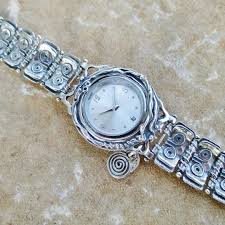 Oxidized Sterling Silver Watch Bracelet: Hammered Spiral ...