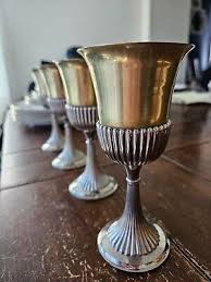Silver Wine Goblet 4 Vintage Leonard Silver Plated Chalice Made In Italy | eBay