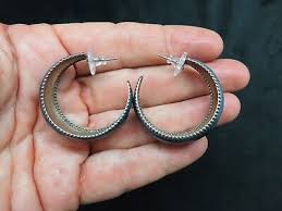 Vintage Silver Tone Cobalt Blue Swirl Hoop Pierced Earrings | eBay