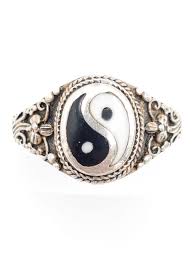 Vintage Yin Yang Enamel Ring, Sterling Silver Balance Symbol ...