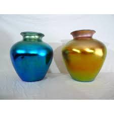 Early 20th Century Carder Steuben Blue and Gold Aurene Vases ...