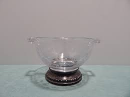 Antique Cambridge Glass Floral Divided Bowl With Sterling ...