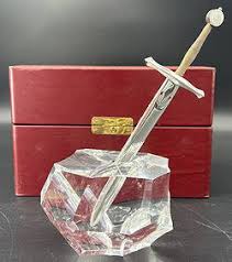 Steuben Crystal Glass Excalibur Silver & Gold Sword In ...