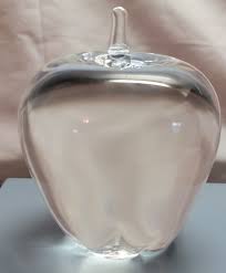 Steuben Crystal Clear Apple 4" Paperweight Signed Art Glass ...