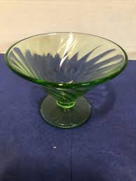 Green Vaseline Glass-Federal Glass-3 Swirled Sherberts | eBay