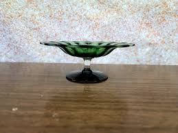 Steuben Glass Comport Compote Dish - Green Optic Ribbed ...