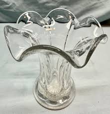 Vintage Clear Cut Depression Glass Vase With Ruffled Edge ...