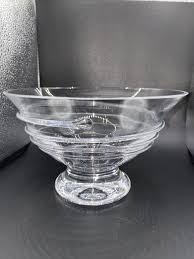 Clear Glass Pedestal Bowl With Spiral Design | eBay