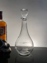 Vintage Clear Glass Decanter With Stopper Crystal Whisky ...