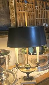 Vintage French Stiffel Brass Bouillotte Lamp Black Oval-shaped Shade | eBay