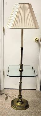 Vintage Stiffel Brass Floor Lamp With Glass Table Top | Chairish