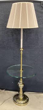 Sold at Auction: STIFFEL Vntg Brass & Glass Side Table Floor Lamp