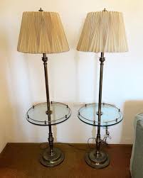 Lot 23 Pair Stiffel Brass Floor Lamps Glass Shelf 3 Way Socket | EstateSales.org