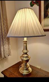 Vintage Stiffel 31 1/2" Brass Table Lamp with 19" round x 13" tall Stiffel Shade model #C-312 made in USA for Sale in Burlington, NJ - OfferUp